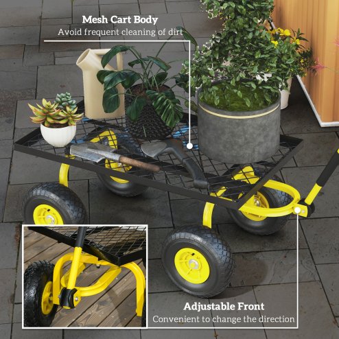 Outsunny Garden Trolley Cart, Heavy Duty Garden Cart with Metal Frame, 10