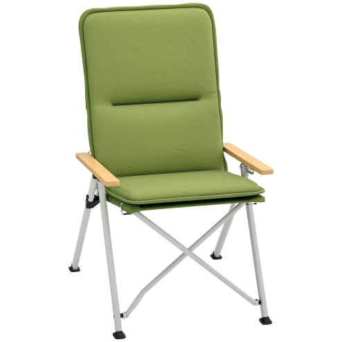 Outsunny Portable Camping Chair for Adults, High Back Folding Chair with Padded Seat and Carry Bag, Outdoor Recliner for Hiking, Fishing, Beach and Picnic, Green
