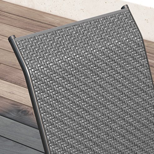 Outsunny Stackable Outdoor Chairs Set of 4, Rattan Garden Chairs with Armrests and Backrest for Deck, Grey