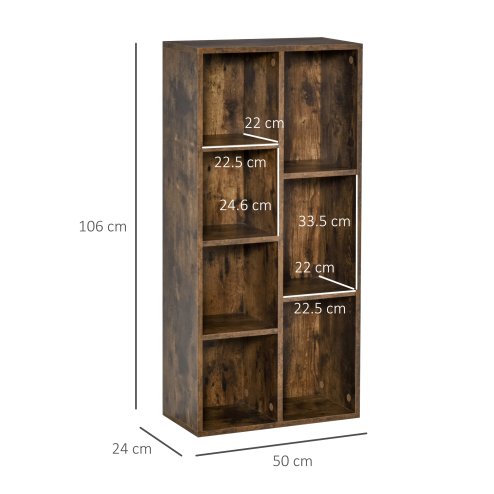HOMCOM 3 Tier Bookshelf, Modern Cube Bookcase with 7 Open Storage Compartments, Freestanding Display Storage Unit for Living Room, Bedroom, Study