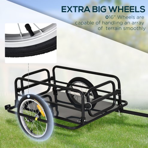 HOMCOM Bike Trailer Cargo in Steel Frame, Extra Bicycle Storage Carrier with Hitch (Black)