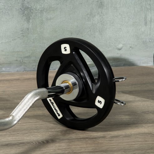SPORTNOW 2 x 5kg Weight Plates, Tri-Grip Rubber Coated Barbell Weights Set w/ 2