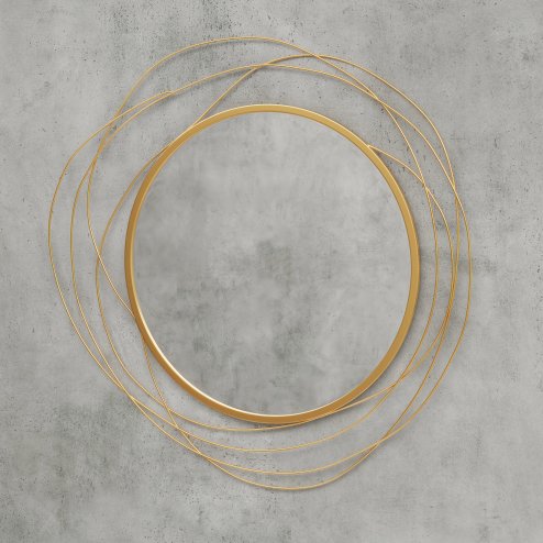 HOMCOM Metal Wall Art 65cm Modern Decorative Mirror Decor Hanging Home Wall Sculptures for Living Room Bedroom Dining Room, Gold