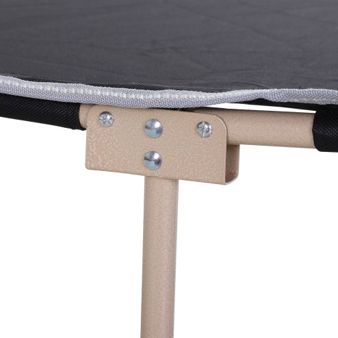 Outsunny Single Person Camping Bed Folding Cot Outdoor Patio Portable Military Sleeping Bed Travel Guest Leisure Fishing with Side Pocket and Carry Bag - Black