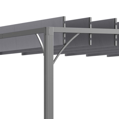 Outsunny 3 x 3(m) Outdoor Louvered Pergola with Adjustable Roof, AluminIum Patio Gazebo Canopy with Ground Stakes for Patio, Lawn, Garden, Grey