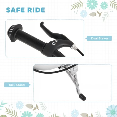 HOMCOM Kids Scooter, Teen Push Scooter with Big Wheels, 85-95cm Adjustable Handlebar Height, Dual Brakes, Scooter for Kids 5+ Years Old, White