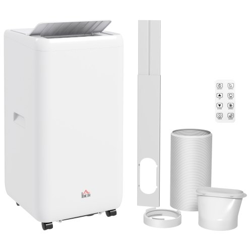 HOMCOM 12000 BTU Portable Air Conditioner, 5 in 1 Air Conditioning Unit, Dehumidifier with Remote, LED Display, 2 Speeds, 24H Timer, Child Lock, Window Venting Kit, 35m², A Energy Efficiency