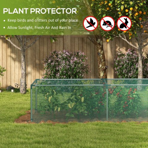 Outsunny 8' x 4' Crop Cage, Plant Protection Tent with Zipped Door and Galvanised Steel Frame, Fruit Cage Netting Cover for Garden and Outdoors Green