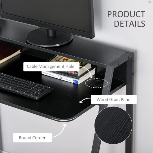 HOMCOM Writing Desk Computer Table Home Office PC Laptop Workstation Storage Shelf 84L x 45W cm