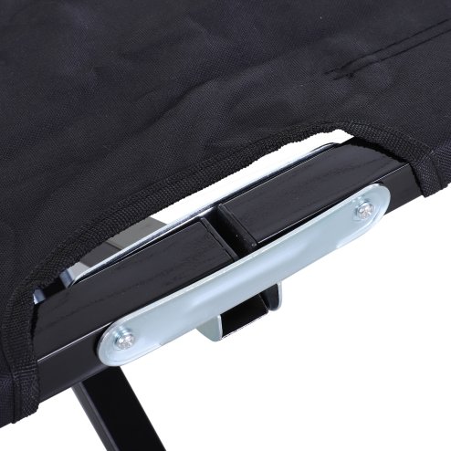 Outsunny Double Camping Bed Camping Cot Foldable Sunbed Outdoor Patio Sleeping Bed Super Light with Carry Bag (Black)