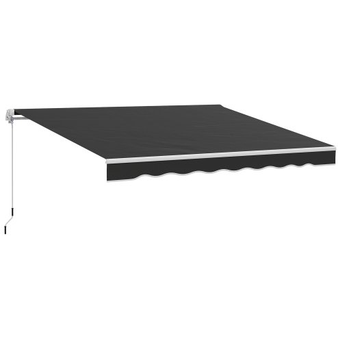 Outsunny 2.5m x 2m Retractable Awning, DIY Garden Awning Canopy, Anti-UV Sun Shade Shelter with Aluminium Frame and Crank Handle, Black
