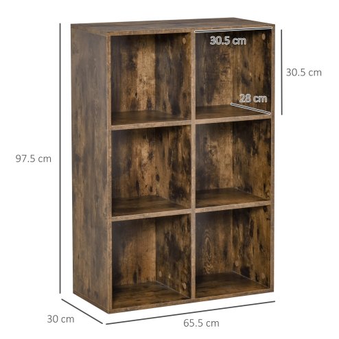 HOMCOM 3 Tier Bookshelf, Modern Cube Bookcase with 6 Open Storage Compartments, Freestanding Display Storage Unit for Living Room, Bedroom, Study