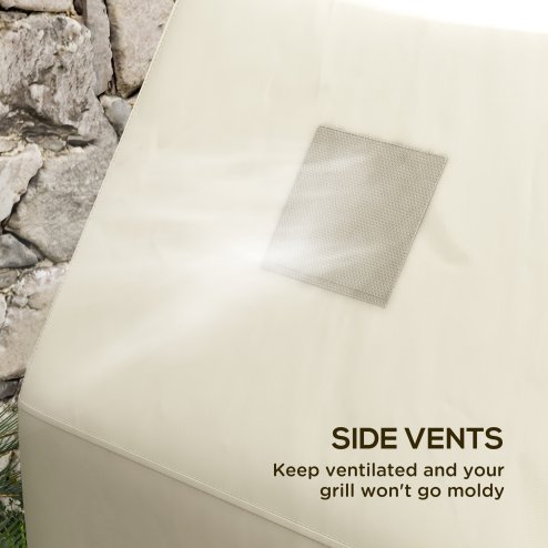 Outsunny BBQ Cover for Rectangular Gas Grill, 300D Oxford Fabric Barbecue Covers, Waterproof UV Protection Rip-Proof, with Windproof Buckles, Beige, 152 x 66 x 115cm