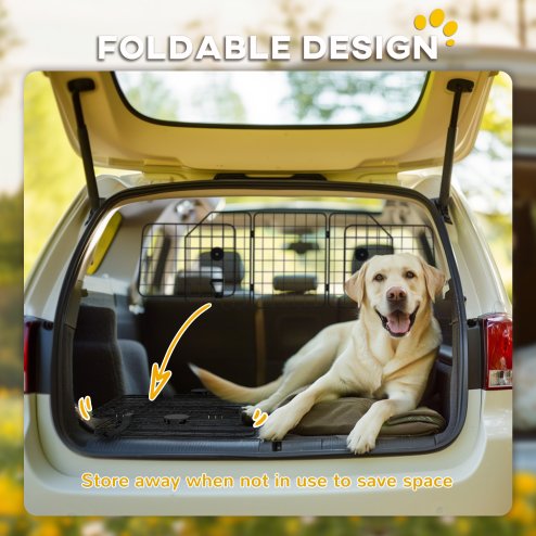 PawHut Dog Guard for SUVs, Vehicles, Vans, Car Barrier with Adjustable Width, Foldable Headrest, Mesh Dog Guard for Travel, Black