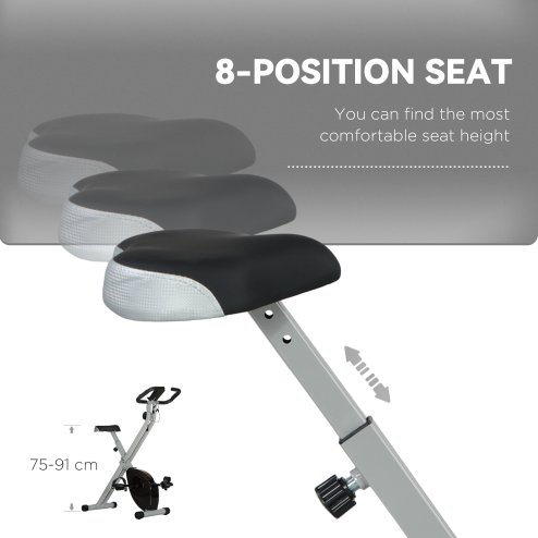 SPORTNOW Folding Exercise Bike, Quiet Stationary Bike with 8-Level Magnetic Resistance, Heart-Rate Sensor, Adjustable Seat and Wheels for Home Gym Workout, Black and Grey
