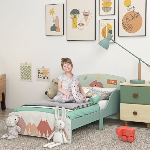 ZONEKIZ Toddler Bed Frame, Kids Bedroom Furniture for Ages 3-6 Years, 77 x 143 x 60cm