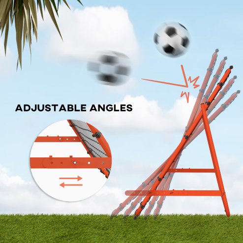HOMCOM Football Rebounder Net, Adjustable Kickback Target Goal Teens Adults Training Aid for Multi-Sports Practise, Red