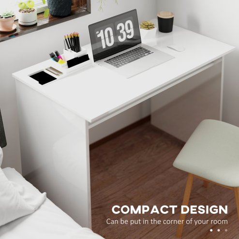 HOMCOM Modern Computer Desk, Home Office Table, Small Writing Desk with Storage Shelf, 90 x 50cm
