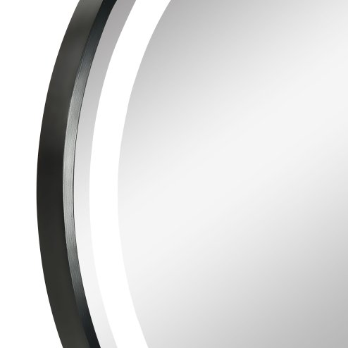 kleankin Round LED Bathroom Mirror, Dimmable Lighted Wall-Mounted Mirror with 3 Temperature Colours, Memory Function, Hardwired, Black