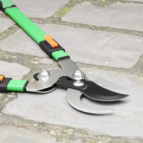 Outsunny Telescopic Loppers 64.5-90 cm, Extendable Garden Loppers Heavy Duty with Steel Blade and Adjustable Handles, Tree Trimmer for Branches, Bushes, Shrubs, Green