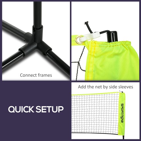 SPORTNOW 3(m) Badminton Net, Foldable Height Adjustable Outdoor Sports Net with Carry Bag, for Tennis, Badminton, Pickleball, Volleyball, Black and Yellow