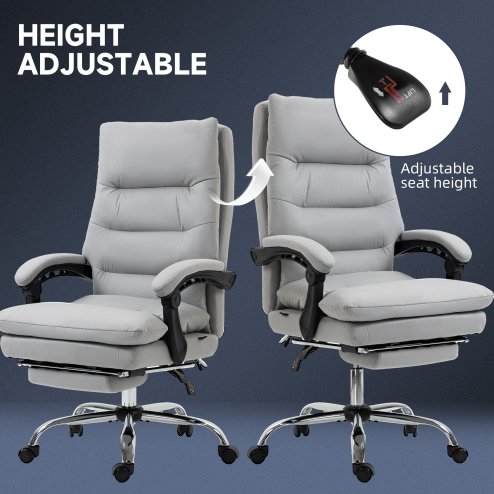 Vinsetto Office Chair with Footrest, Double Padding Ergonomic Desk Chair with 6-Point Vibration Massage and Back Heating, Microfibre Fabric with 135° Reclining Back, Grey