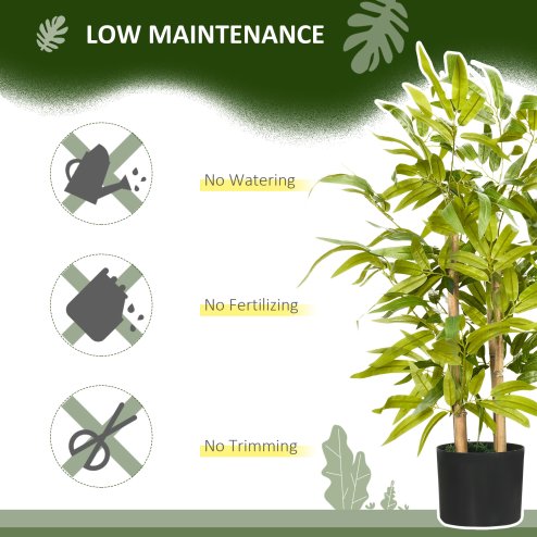 HOMCOM Decorative Artificial Plants Bamboo Tree in Pot, Desk Fake Plants for Home Indoor Outdoor Decor, 60cm