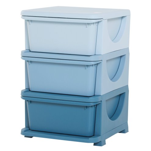 HOMCOM Kids Storage Units with 3 Drawers 3 Tier Chest Vertical Dresser Tower Toy Organiser for Nursery Playroom Kindergarten 