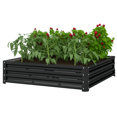 Outsunny 432L Square Raised Garden Bed Box with Weatherized Steel Frame for Vegetables, Flowers and Herbs, 120 x 120 x 30cm, Grey