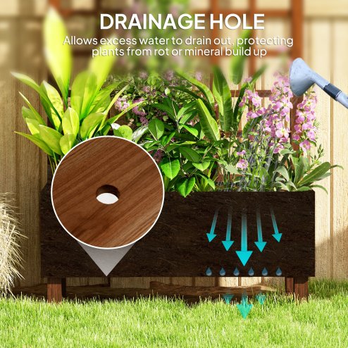 Outsunny Wooden Planters with Trellis for Vine Climbing, Raised Beds for Garden Patio, Outdoor Planter Box for Vegetables, Flowers, Herbs, Distressed Brown