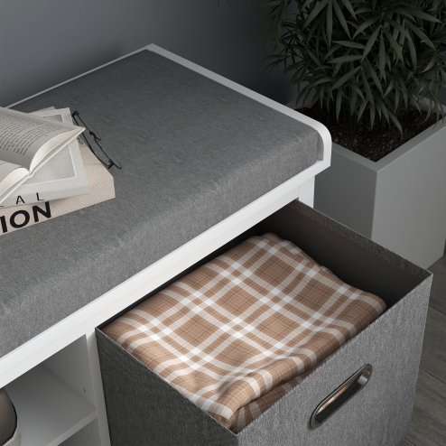 HOMCOM Shoe Bench with Seat, Shoe Storage Bench with Cushion, 2 Drawers and Adjustable Shelf for Entryway, Hallway, Living Room, Bedroom, White