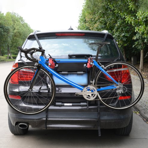 HOMCOM Foldable 3 Bike Carrier Rear Hitch Mount Bicycle Rack W/ Straps Car Trunk SUV Travel Transit
