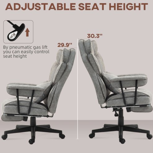 HOMCOM Office Chair with 6 Point Massage and Heat, Ergonomic Desk Chair with Foot Rest, Lumbar Support, Reclining Function and Wide Seat, Height-Adjustable High Back Swivel Rolling for Home, Grey