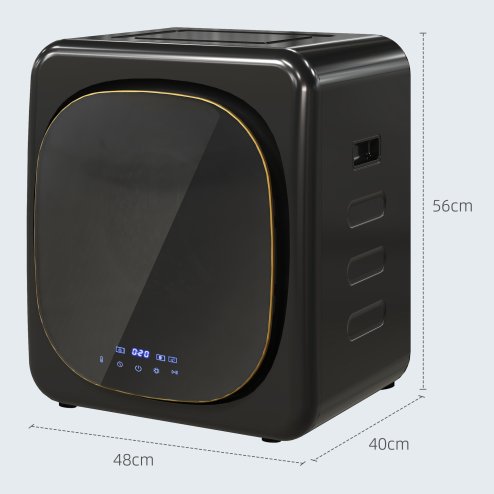 HOMCOM 4kg Vented Tumble Dryer with Deodorize, Smart Mode, 800W Compact Tumble Dryer with Stainless Steel Tub, Front Load, for Flat, Home, RVs, Black