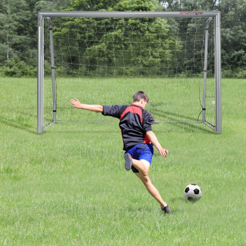 SPORTNOW 8ft x 5ft Football Goal, Football Net for Garden, Training Goal with Ground Stakes, Steel Frame