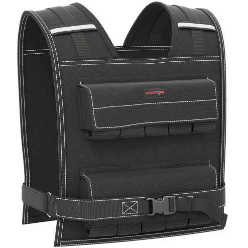 SPORTNOW 20KG Adjustable Weighted Vest, Weight Vest with 20 Metal Weights, Adjustable Straps and Reflective Strips, for Men and Women Running Cardio Exercise Strength Training