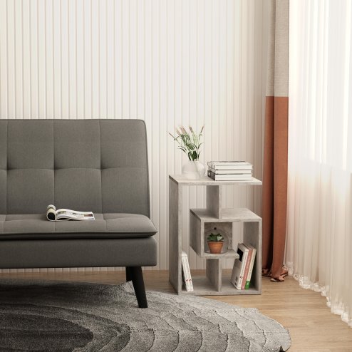 HOMCOM Side Table, 3 Tier End Table with Open Storage Shelves for Living Room, Bedroom