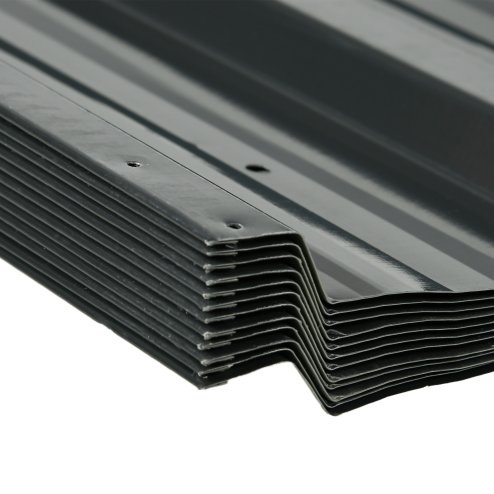 Outsunny Corrugated Roofing Sheets, Pack of 12, Galvanised Metal Roofing Sheets for Greenhouse, Garage, Storage Shed, Carport, 129 x 45cm, Dark Grey