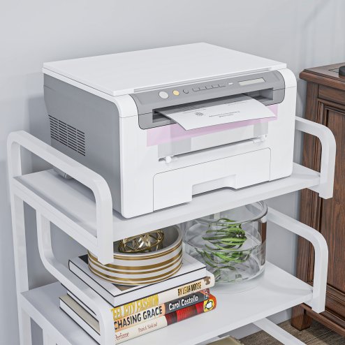 HOMCOM 3-Tier Printer Stand with Storage Shelves, Printer Table, 55 x 40 x 77cm Printer Shelf for Home Office, Study