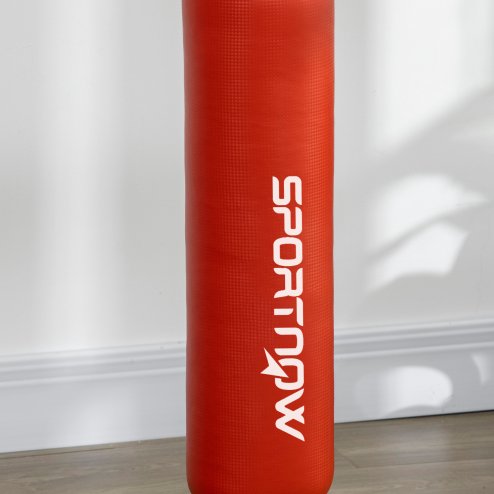 SPORTNOW 140-205cm Inflatable Boxing Bag with Reaction Bar Challenge, Freestanding Punching Bag Training Equipment, with Suction Cups, Speed Punching Bag, MMA Equipment, Red