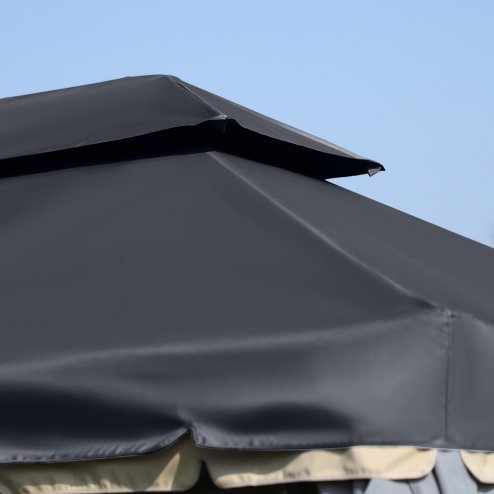 Outsunny 3 x 4m Aluminium Garden Gazebo, Marquee Canopy Shelter Pavilion Party Tent with Nets and Curtains for Garden and Deck, Black