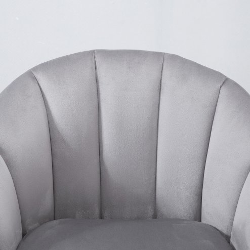 HOMCOM Velvet Armchair, Modern Accent Chair, Upholstered Tub Chair with Solid Wood Legs and Seat Cushion for Living Room, Grey