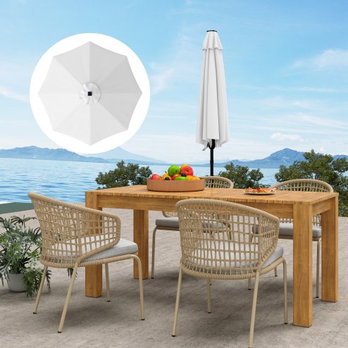 Outsunny 3 m Replacement Parasol Canopy with Top Vent, UPF 50+ Garden Parasol Replacement Canopy, 8 Rib Parasol Cover Replacement Fits Various Frames