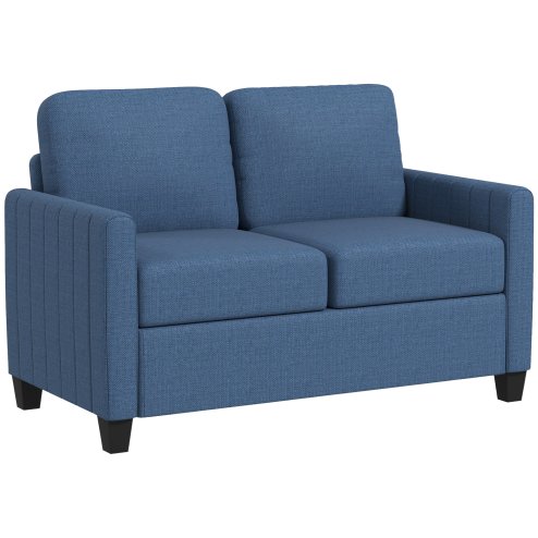 HOMCOM 2 Seater Sofa, Channel Tufted Modern Fabric Couch, Comfy Upholstered Small Sofa Loveseat with Spring Cushion, Back Pillow, for Living Room, Bedroom, Office