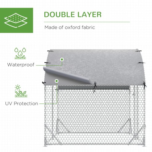 PawHut Walk In Chicken Run Galvanised Chicken Coop Hen Poultry House Cage Pet Playpen Garden with Water-Resist Cover, 2.8 x 1.9 x 2m
