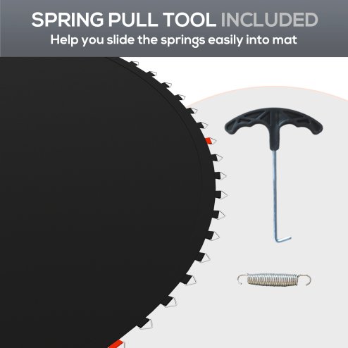 SPORTNOW Trampoline Replacement Mat with Eight Rows of Stitching, Spring Pull Tool, 54 V-Hooks, for 10ft Trampoline, Using 14cm Springs, Trampoline Jumping Mat, Black
