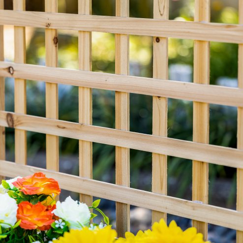 Outsunny Garden Planters with Trellis for Climbing Vines, Wooden Raised Beds for Garden, Free Standing Flower Pot, Indoor Outdoor Display Rack, 64 x 28 x 120 cm, Natural