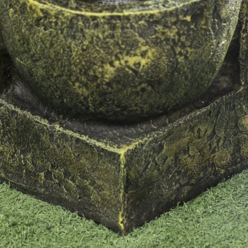 Outsunny Outdoor Garden Water Feature with 4-Tier Stacked Stone Look Bowls, Patio Cascading Waterfall Fountain, Adjustable Flow, Rustic Decor, Black and Yellow