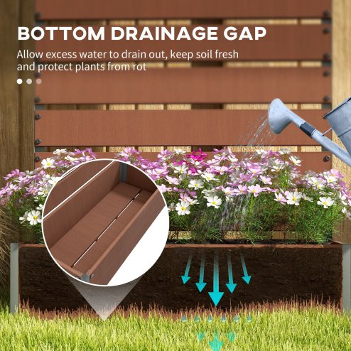 Outsunny Garden Planter with Trellis for Climbing Plants, Vines, Flowers, Freestanding Raised Bed for Garden, Outdoor, Patio, Planter Box with Drainage Gap, Light Brown