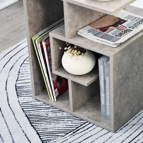 HOMCOM Side Table, 3 Tier End Table with Open Storage Shelves for Living Room, Bedroom